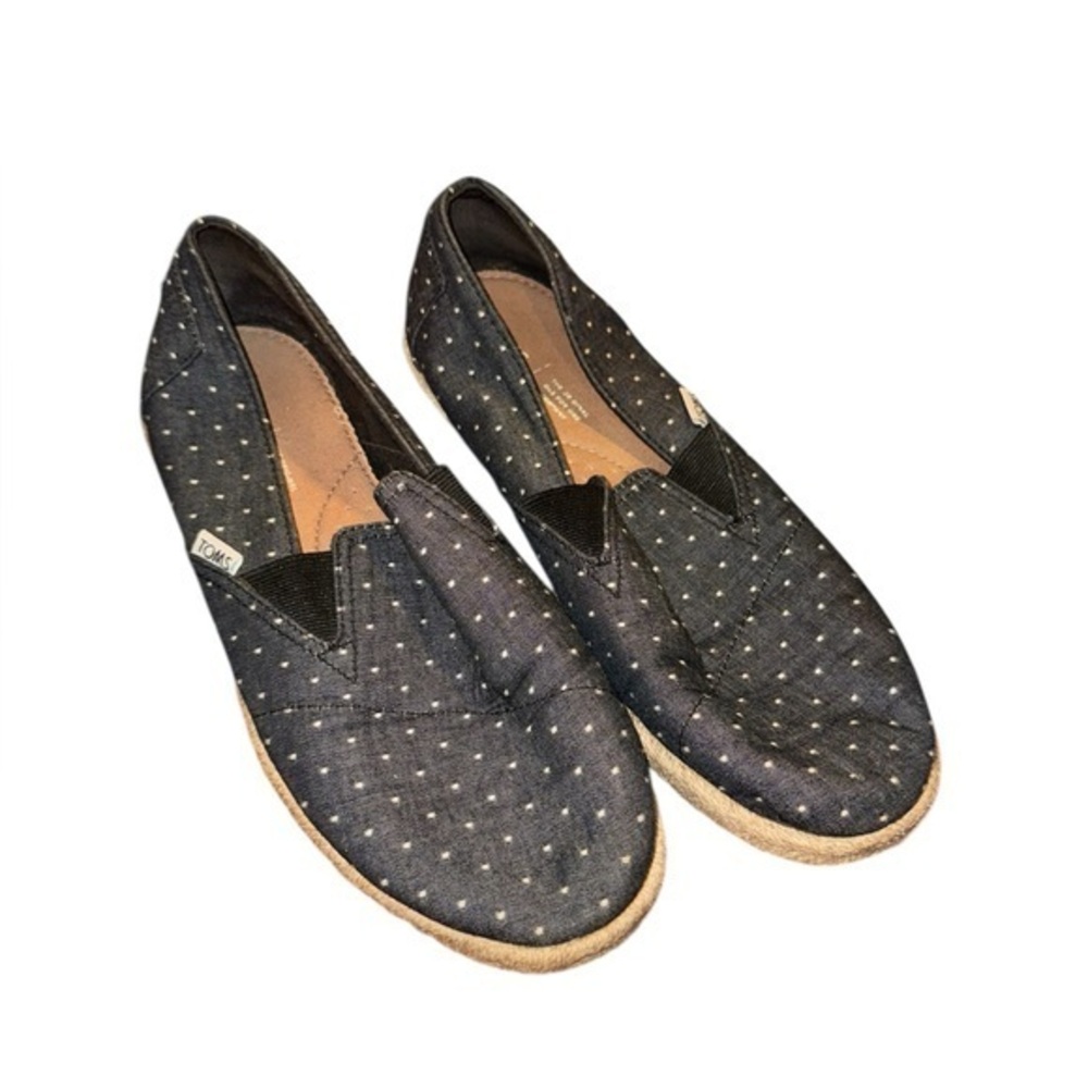 TOMS Women’s Classic Alpargata Slip-On Shoes — Size 11 — Polka Dot Denim